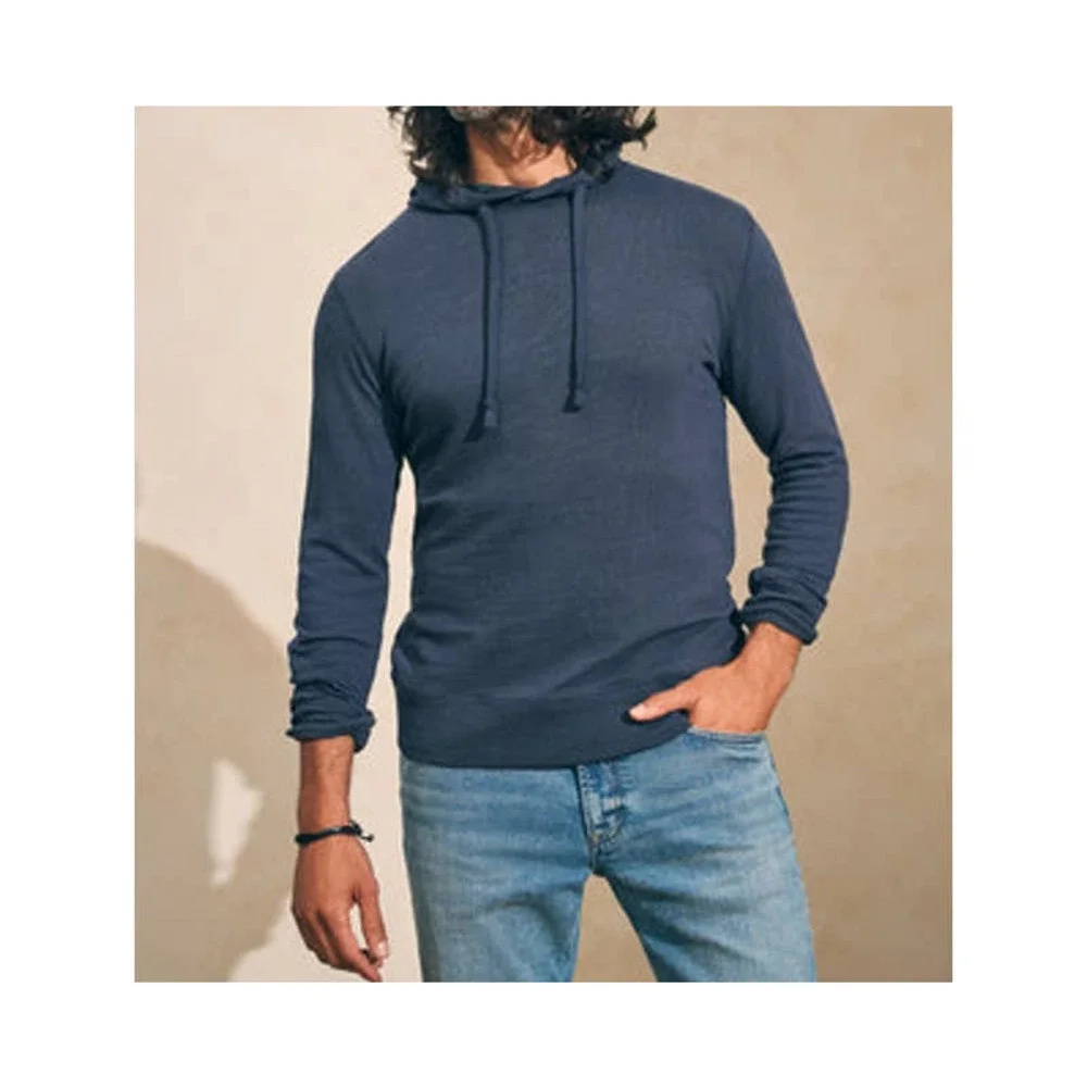 Faherty 100% Organic Cotton Men Blue Nights Sunwashed Slub Hoodie Size L NWOT